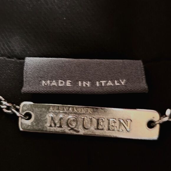 Alexander McQueen 2007 Vintage Black Wool Blend Tuxedo Style Long Coat Dress - Picture 9 of 16